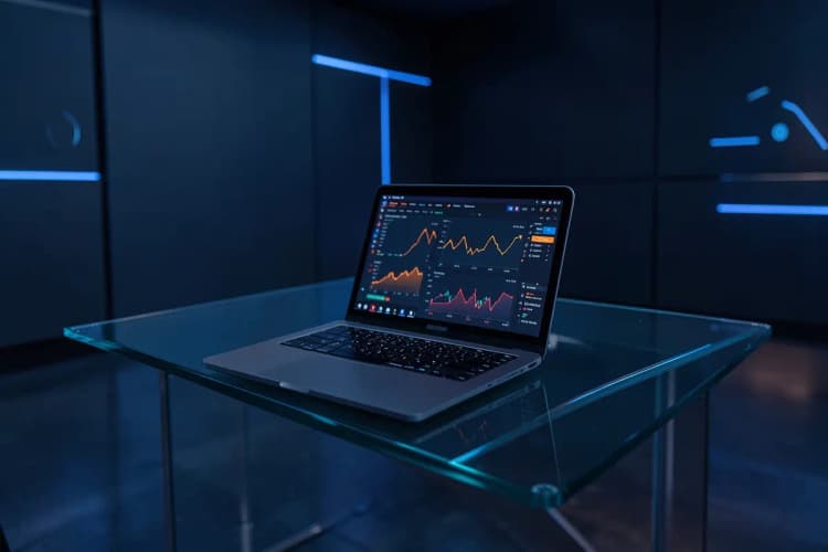 Uma pessoa analisando gráficos e dados em uma planilha de mídia OOH em um laptop.